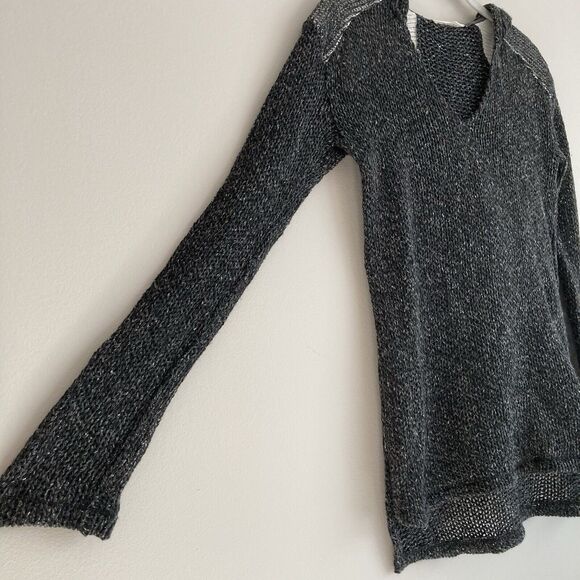 Burning Torch Anthropologie Gray Open Knit Hooded Sweater Size XS Boho Hippie - Picture 7 of 11